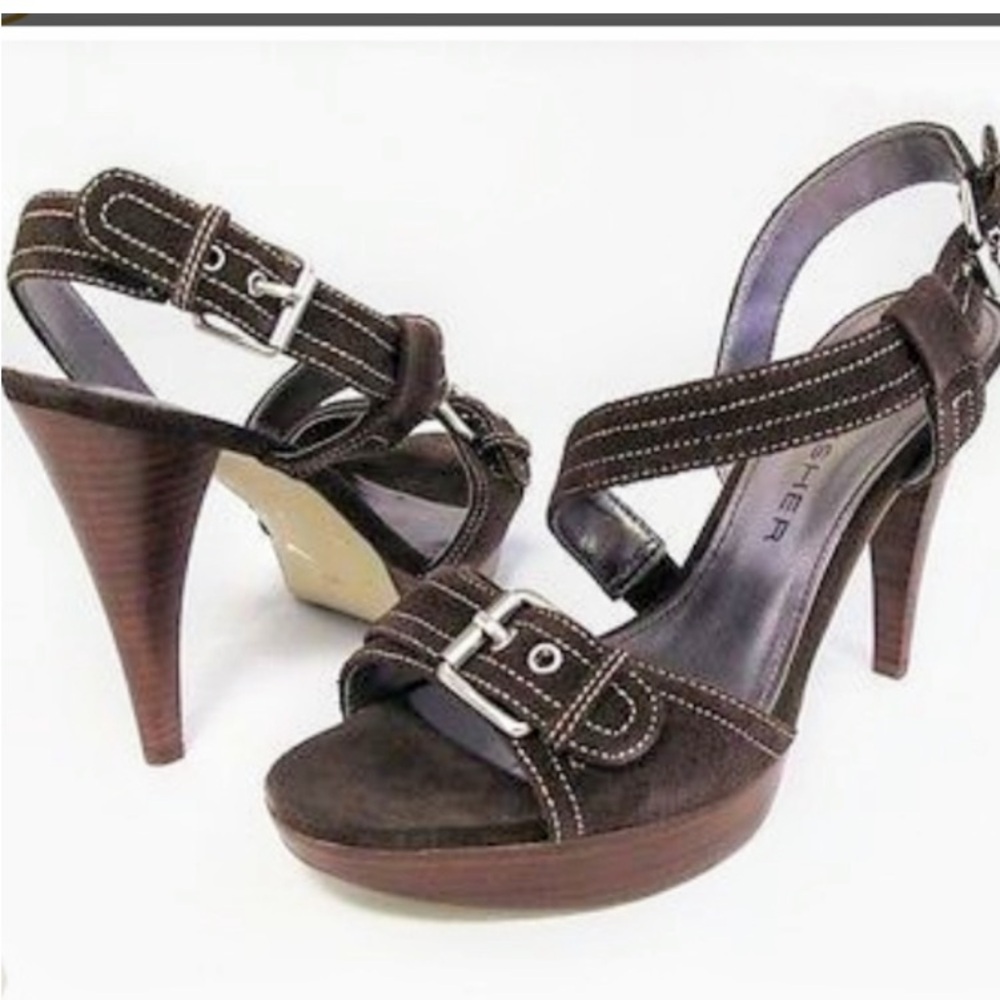 MARC FISHER WOMEN'S SUEDE LEATHER PLATFORM SANDAL
